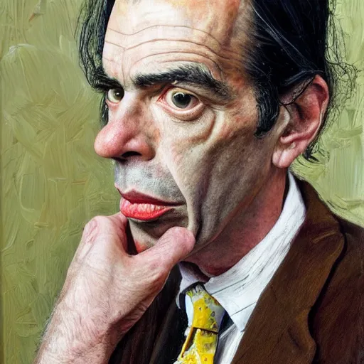 Image similar to high quality high detail painting by lucian freud, hd, nick cave