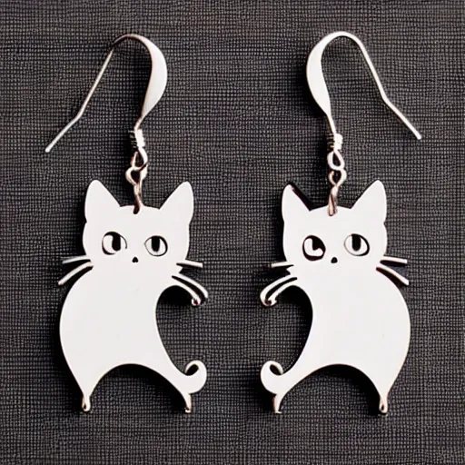 Image similar to 2d lasercut cat earrings, popular on artstation, popular on deviantart, popular on pinterest