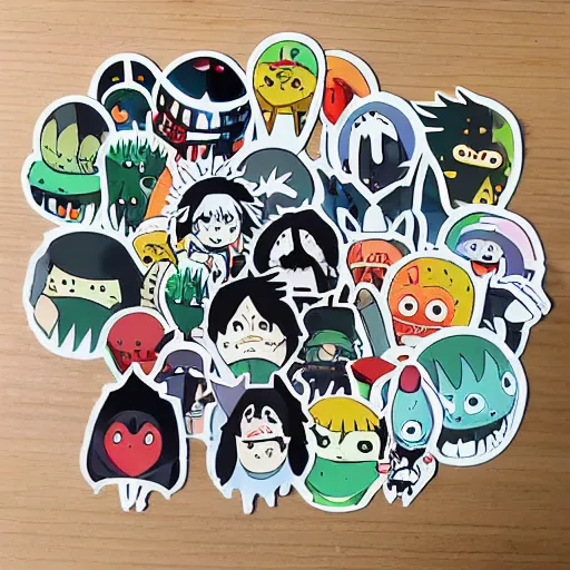 Image similar to die cut sticker, ghibli characters, splatter paint