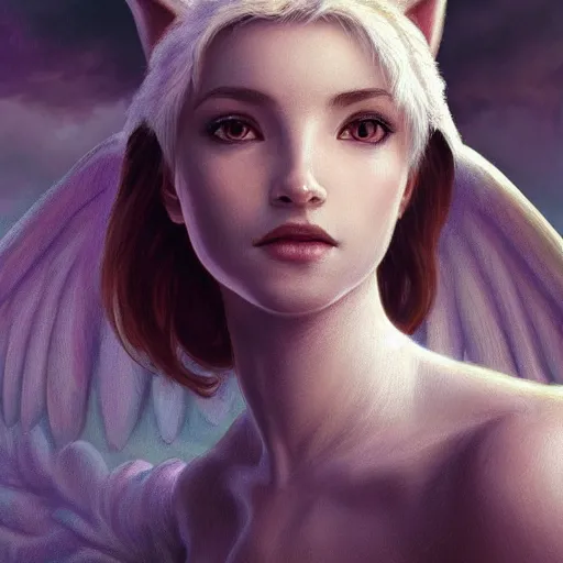 Prompt: Perfectly-centered portrait-photograph of an angel dragon from heaven, lifelike, super highly detailed, professional digital painting, artstation, concept art, Unreal Engine 5, Photorealism, HD quality, 8k resolution, cinema 4d, 3D, beautiful, cinematic, art by artgerm and greg rutkowski and alphonse mucha and loish and WLOP