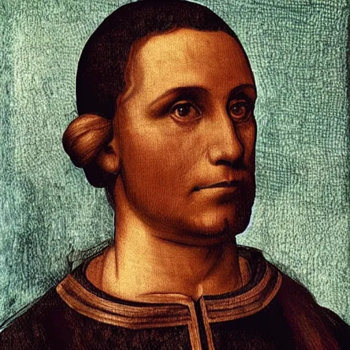 Image similar to portrait of barack obama president of the usa, short hair. painting by leonardo da vinci