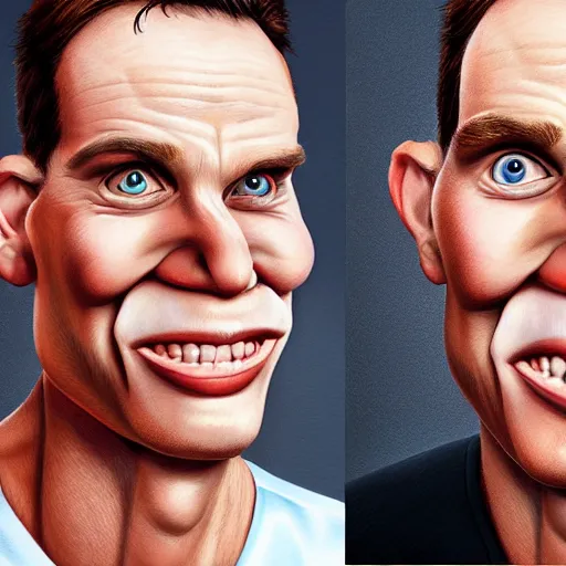 Image similar to Caricature portraits done of Jerma, realistic, hyperrealistic, very realistic, highly detailed, very detailed, extremely detailed, detailed, oil painting, digital art, trending on artstation