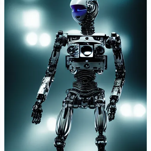 Prompt: photo of a hyper detailed robotic android, intricate mechanisms, cinematic, award winning, dramatic, impressive