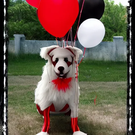 Image similar to a canine Pennywise, creepy, realistic