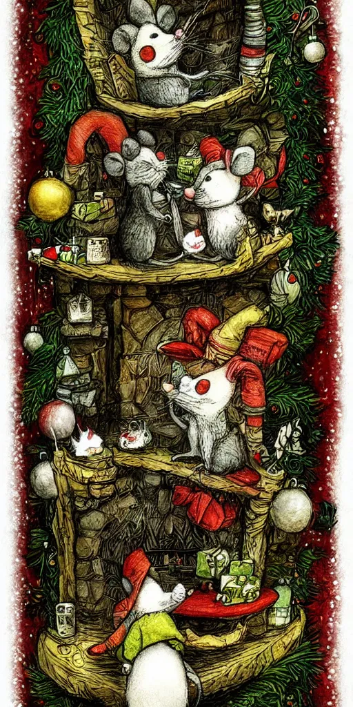 Image similar to a christmas mice scene by alexander jansson