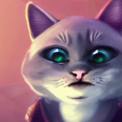 Prompt: close up of teemo from league of legends as a grey american shorthair cat, digital painting, particles floating background by marc simonetti, artwork by ross tran + ramond swanland + liam wong