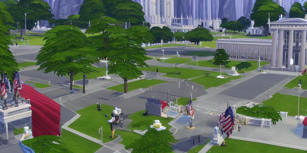 Image similar to a presidential inauguration in The Sims 4