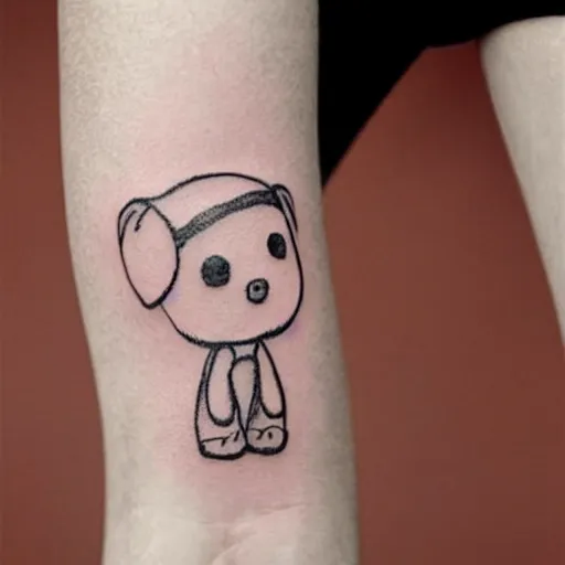 Image similar to handpoke tattoo of a black and white children's drawing, stick poke, lineart