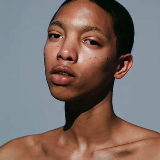 Prompt: realistic editorial photoshooting for a new nike lookbook color film photography of a beautiful woman model, photo in style of tyler mitchell, ssense