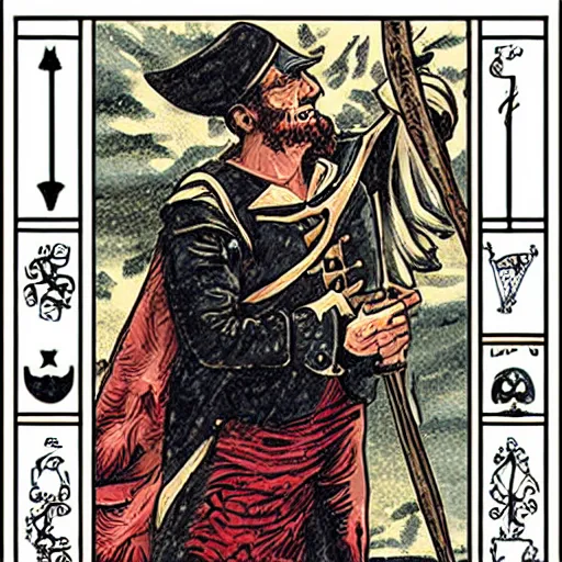 Image similar to tarot card of a pirate