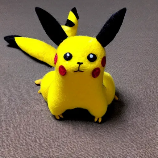 Prompt: a felt Pikachu