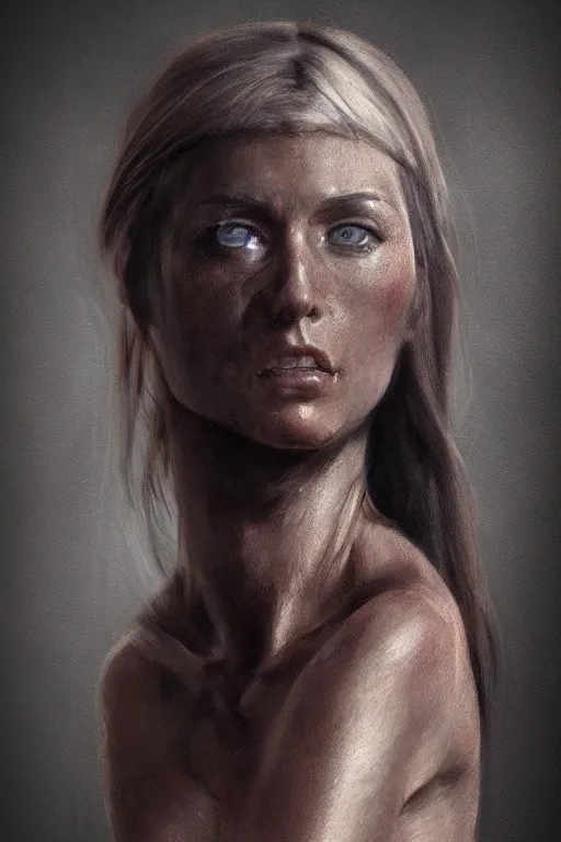 Image similar to head and legs portrait of a barbarian female, ultra sharp, very detailed, high quality focus by wlop