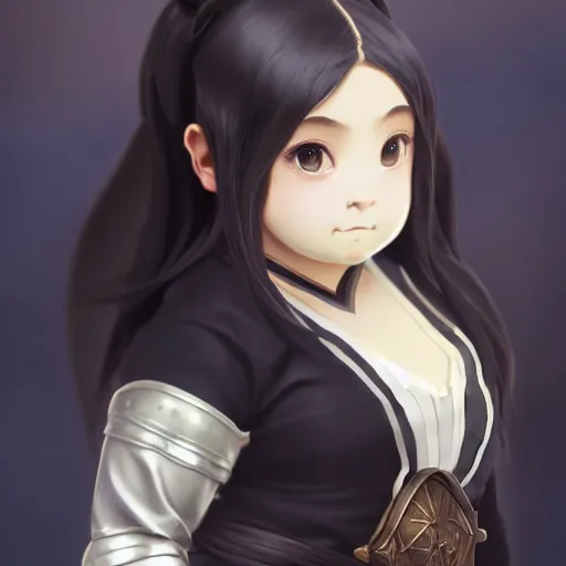 Image similar to card art of a dwarf girl wearing black robes with silver metallic parts, makoto shinkai, very detailed, realistic face, detailed face, matte, tonemapping, bbwchan, perfection, 4K, William-Adolphe Bouguereau