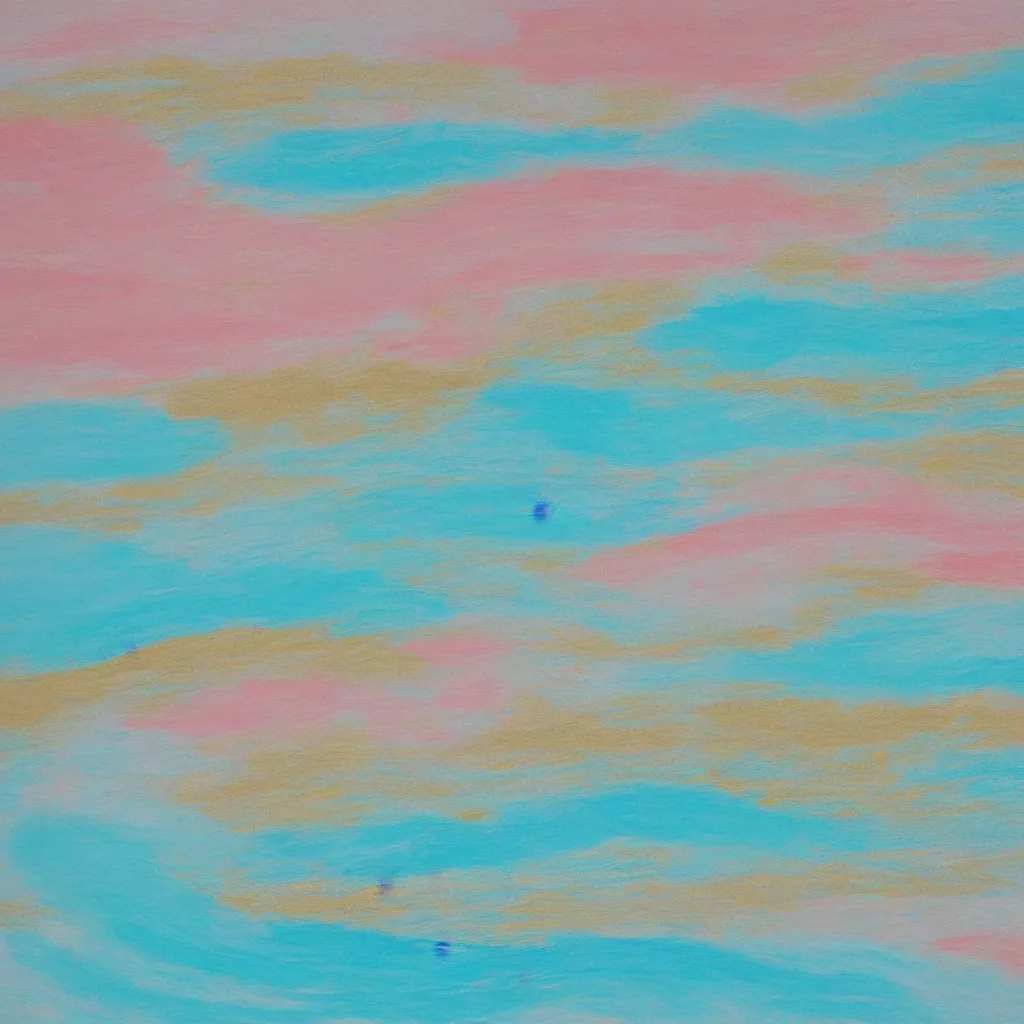 Prompt: minimalist painting in neutral tones of ocean waves, water, with colors turquoise, pink, grey, gold