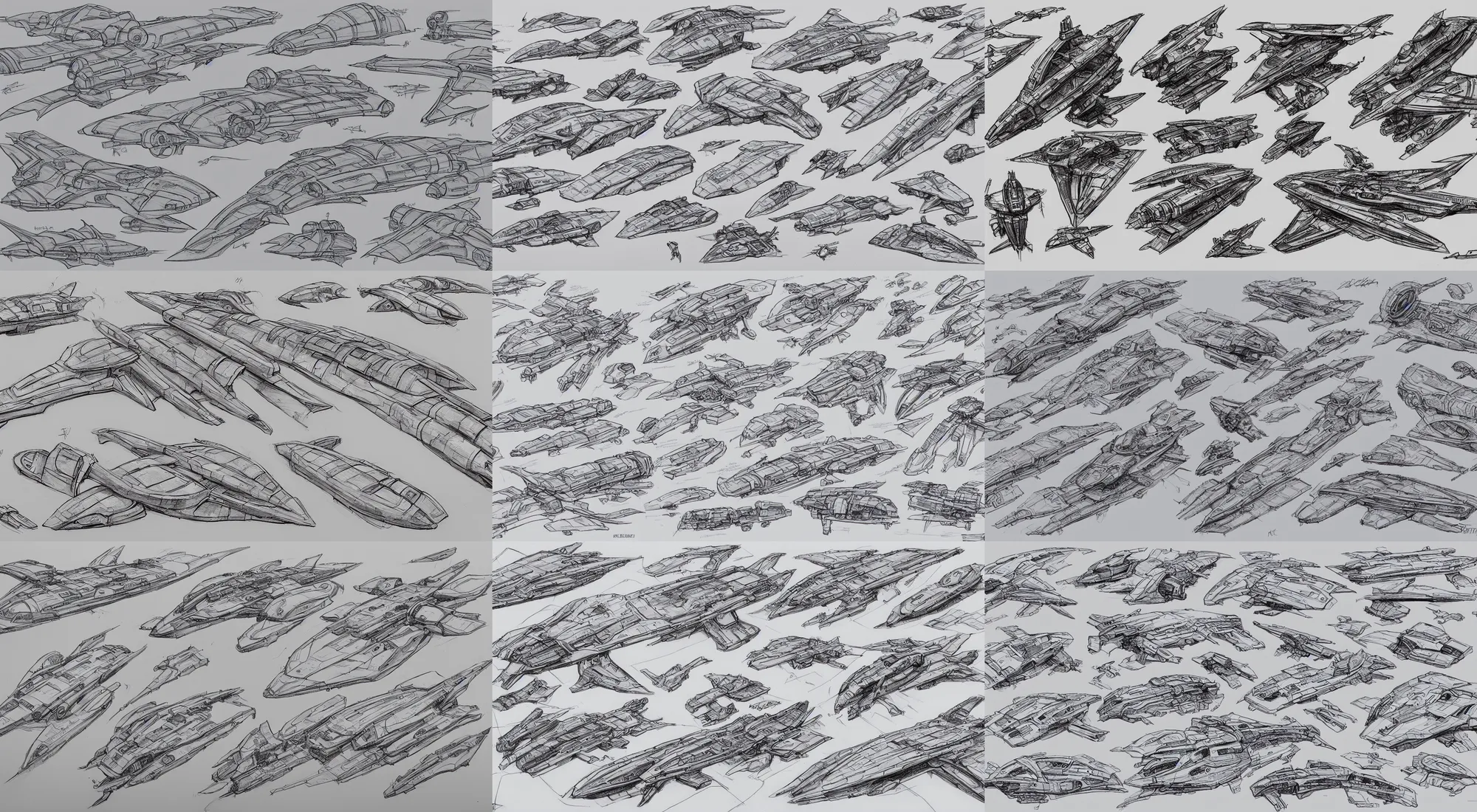 Prompt: detailed spart spaceship sketches
