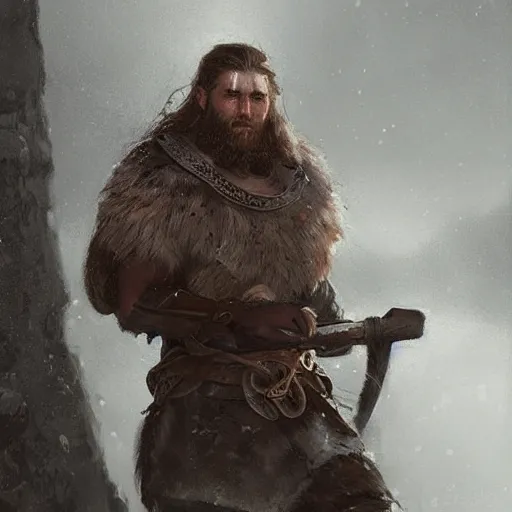 Prompt: a portrait painting of a viking warrior, digital painting, hyper realistic, nordic mythology, full of details, in the style if greg rutkowski,