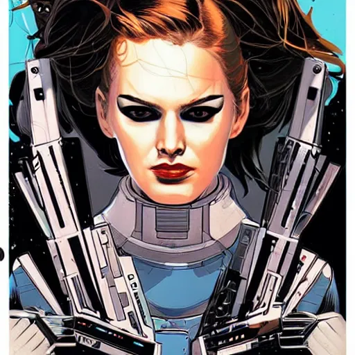 Image similar to portrait of a female android, by MARVEL comics and Sandra Chevrier