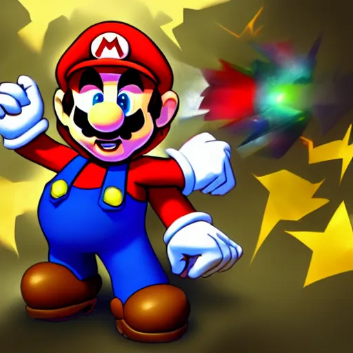 Prompt: splash art of super mario as a league of legends champion, riot games, digital art, dynamic