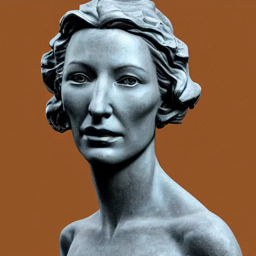 Image similar to sculpture of cate blanchett , by Augusts Rodin photorealism