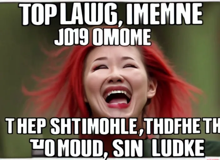 Image similar to meme, joke, joy, loud lough, side profile, top 9 gag, comedy, * * * * *