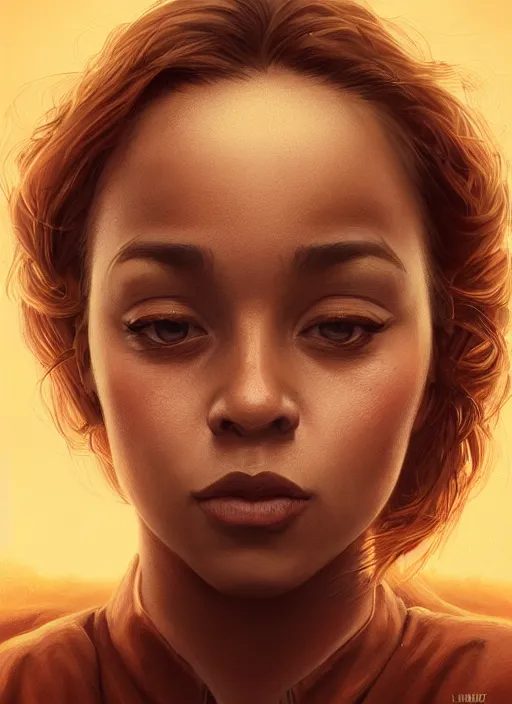 Image similar to a portrait one person, female sheriff, big eyes, plump lips, detailed faces, beautiful, rich deep colours masterpiece, golden hour, sharp focus, ultra detailed, by leesha hannigan, ross tran, thierry doizon, kai carpenter, ignacio fernandez rios