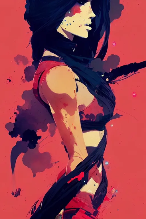 Image similar to an ultradetailed beautiful painting of a stylish woman fighter, by conrad roset, greg rutkowski and makoto shinkai, featured on artstation