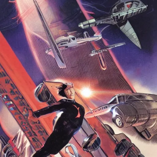 Image similar to comic book cover for'the terror of elon musk ', art by alex ross