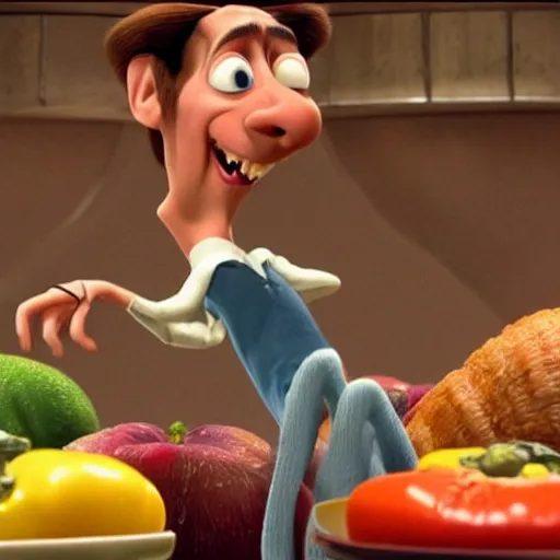 Image similar to nic cage in ratatouille, pixar,