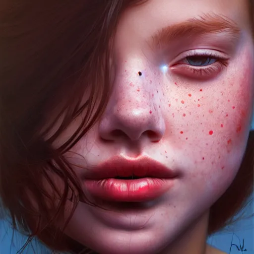 Image similar to beautiful hyperrealism hyperdetailed selfie of a cute young woman sitting in her car, flushed face, red blush, light freckles, puffy lips, soft features, 8 k, sharp focus, art by irakli nadar