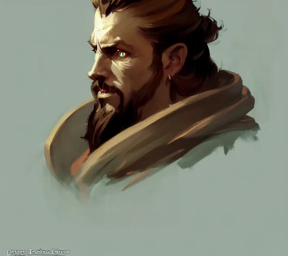 Prompt: greg manchess portrait painting of bard, d & d, fantasy, medium shot, asymmetrical, intricate, elegant, matte painting, illustration, hearthstone, by greg rutkowski, by greg tocchini, by james gilleard, by joe fenton, dynamic lighting, gradient light blue, brown, blonde cream and white color scheme, grunge aesthetic