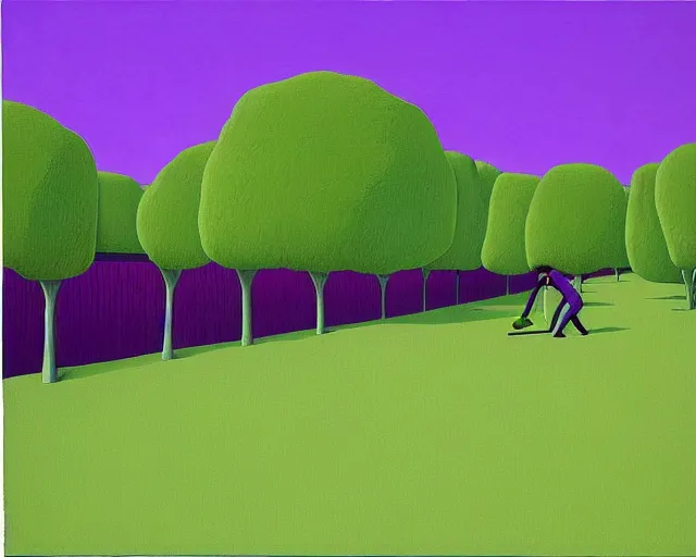 Image similar to a purple green and black painting by guy billout