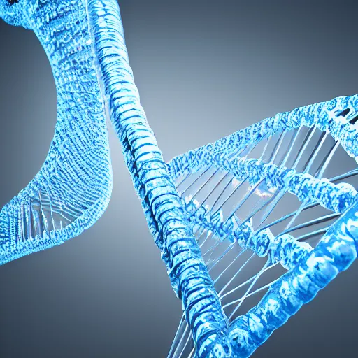 Image similar to DNA helix, blue and grey, studio light, octane render, soft filter