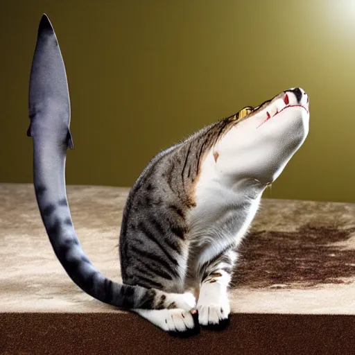 Image similar to a feline shark - cat - hybrid, animal photography