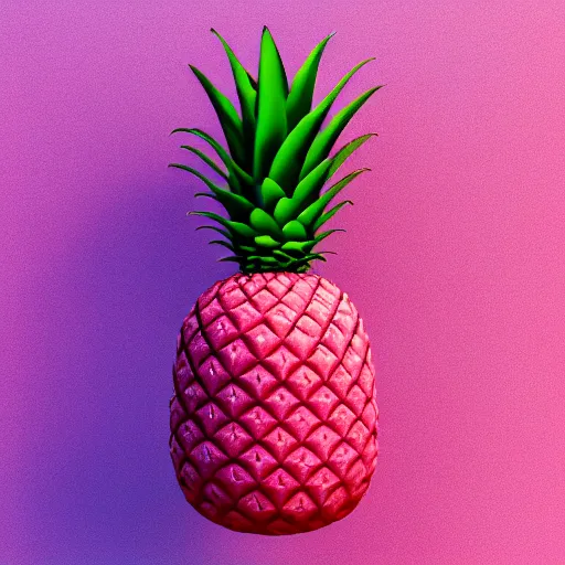 Image similar to 3 d render of a hovering pink pineapple against a pink backdrop with slight sadow underneath ophotorealistic, 4 k, cgsociety, blender, unreal engine 5, sharp details, 3 0 0 dpi