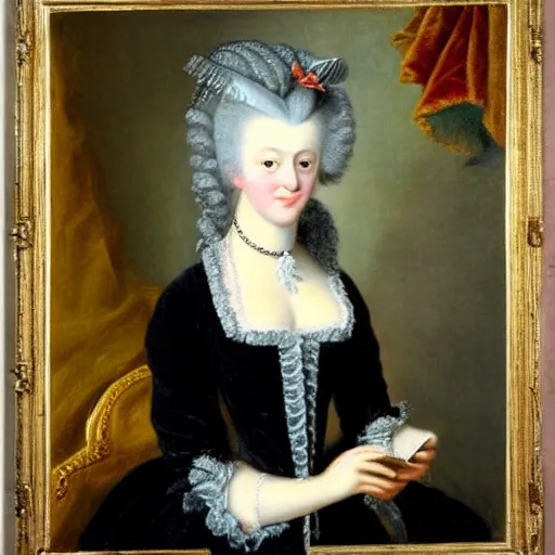 Prompt: Marie Antoinette, selfie, 1789