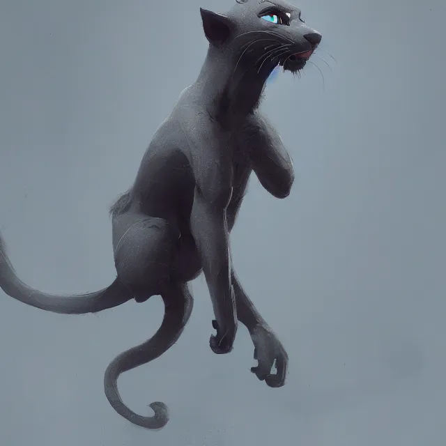 Image similar to a beautiful painting of a cute anthropomorphic gray panther fursona. disney character design by cory loftis, fenghua zhong, ryohei hase, ismail inceoglu and ruan jia. artstation, volumetric light, detailed, photorealistic, rendered in octane