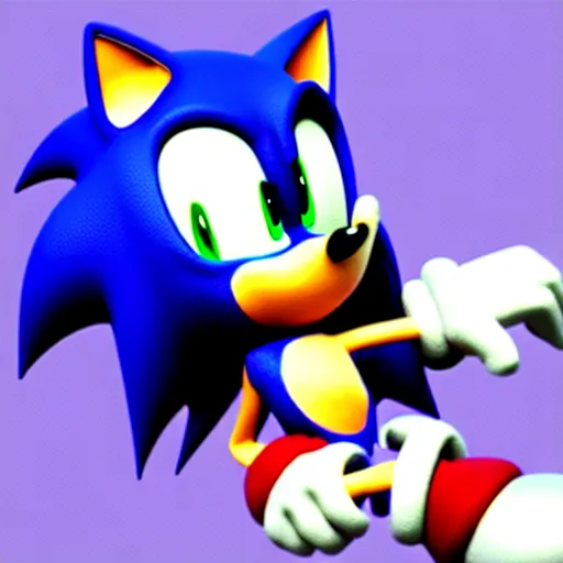 Prompt: Low poly 3D Render of Sonic from Sonic Jam on the SEGA Saturn