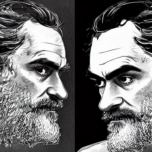 Image similar to a realistic yet scraggly portrait sketch of the side profile of a stern and sophisticated joaquin phoenix, trending on artstation, intricate details, in the style of frank auerbach, in the style of sergio aragones, in the style of martin ansin, in the style of david aja, in the style of mattias adolfsson