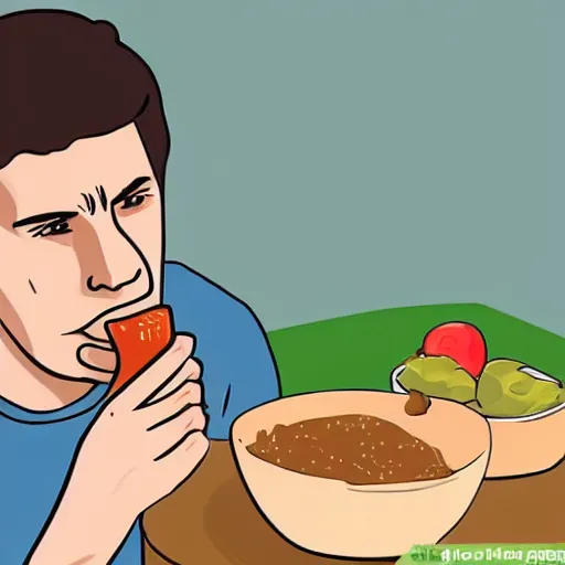 Image similar to wikihow illustration of a man eating himself