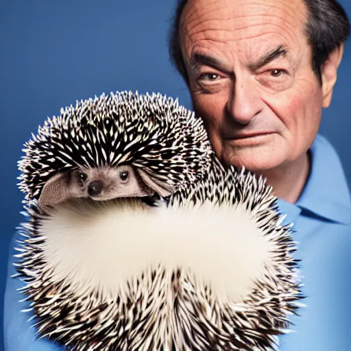 Image similar to richard feynman as a hedgehog. studio fashion shoot in full colour. 8 5 mm f 5. 7