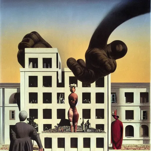 Image similar to problem of evil, godless, symbolic, freudian, by dali and de chirico and magritte and paula rego and neo rauch