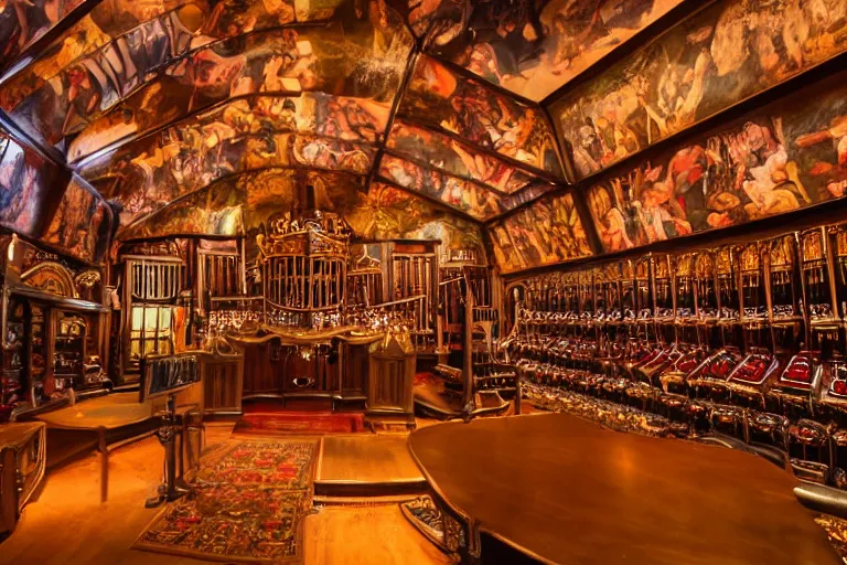 Image similar to the interior of the organ room at house on the rock in wisconsin.