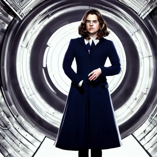 Prompt: a full body photograph of hayley atwell as'doctor who ', time vortex in the background, detailed face, symmetrical face, extreme realism and detail, 8 k, completely framed, direct lighting, 3 5 mm photo, photorealistic, sharp focus