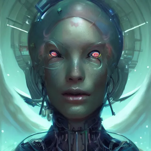 Image similar to portrait of a beautiful cybernetic witch, cyberpunk concept art by pete mohrbacher and seb mckinnon and beksinski and josan gonzales, digital art, highly detailed, intricate, sci-fi, sharp focus, Trending on Artstation HQ, deviantart, unreal engine 5, 4K UHD image