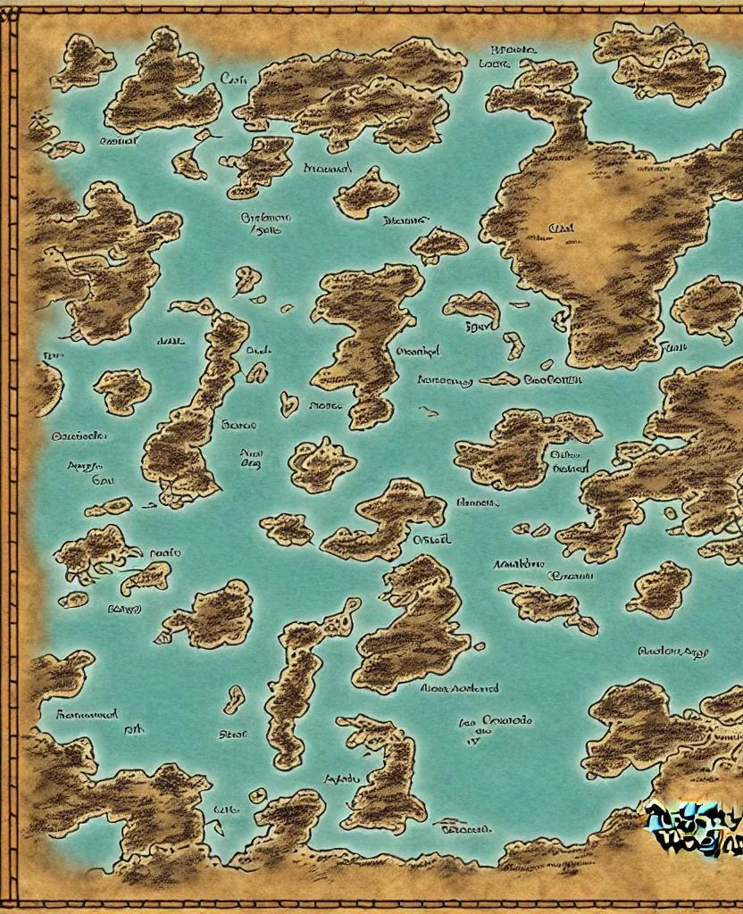 Prompt: fantasy world map,