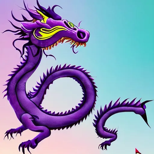 Image similar to cute purple Chinese dragon with ai for girls, epic, digital art