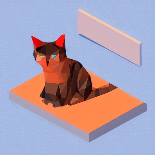 Prompt: cat on white background, 3d isometric, low poly