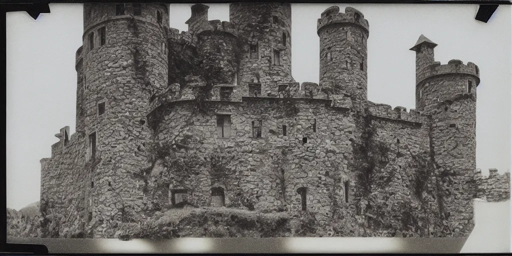 Prompt: analog polaroid of a castle made out of glass