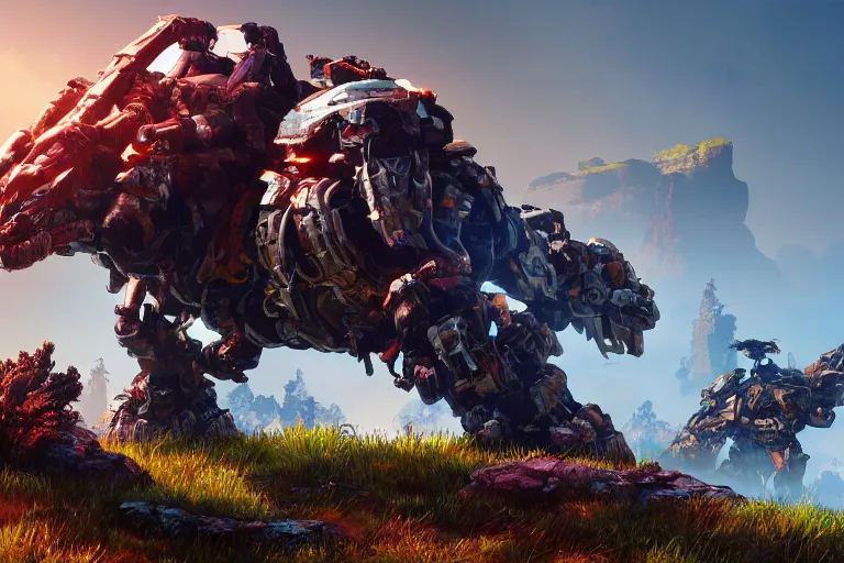 Image similar to shellsnapper machine mecha animal beast robot of horizon forbidden west horizon zero dawn bioluminiscence global illumination ray tracing hdr fanart arstation by sung choi and eric pfeiffer and gabriel garza and casper konefal