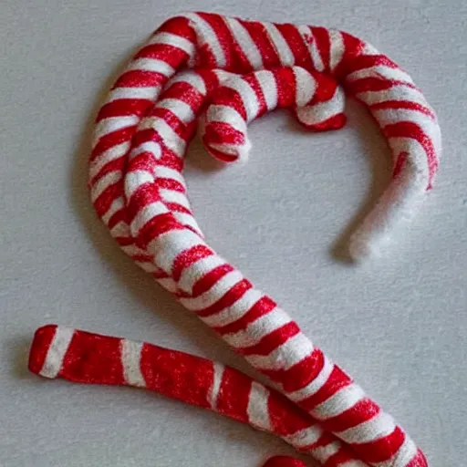 Image similar to candy cane made out of cotton,